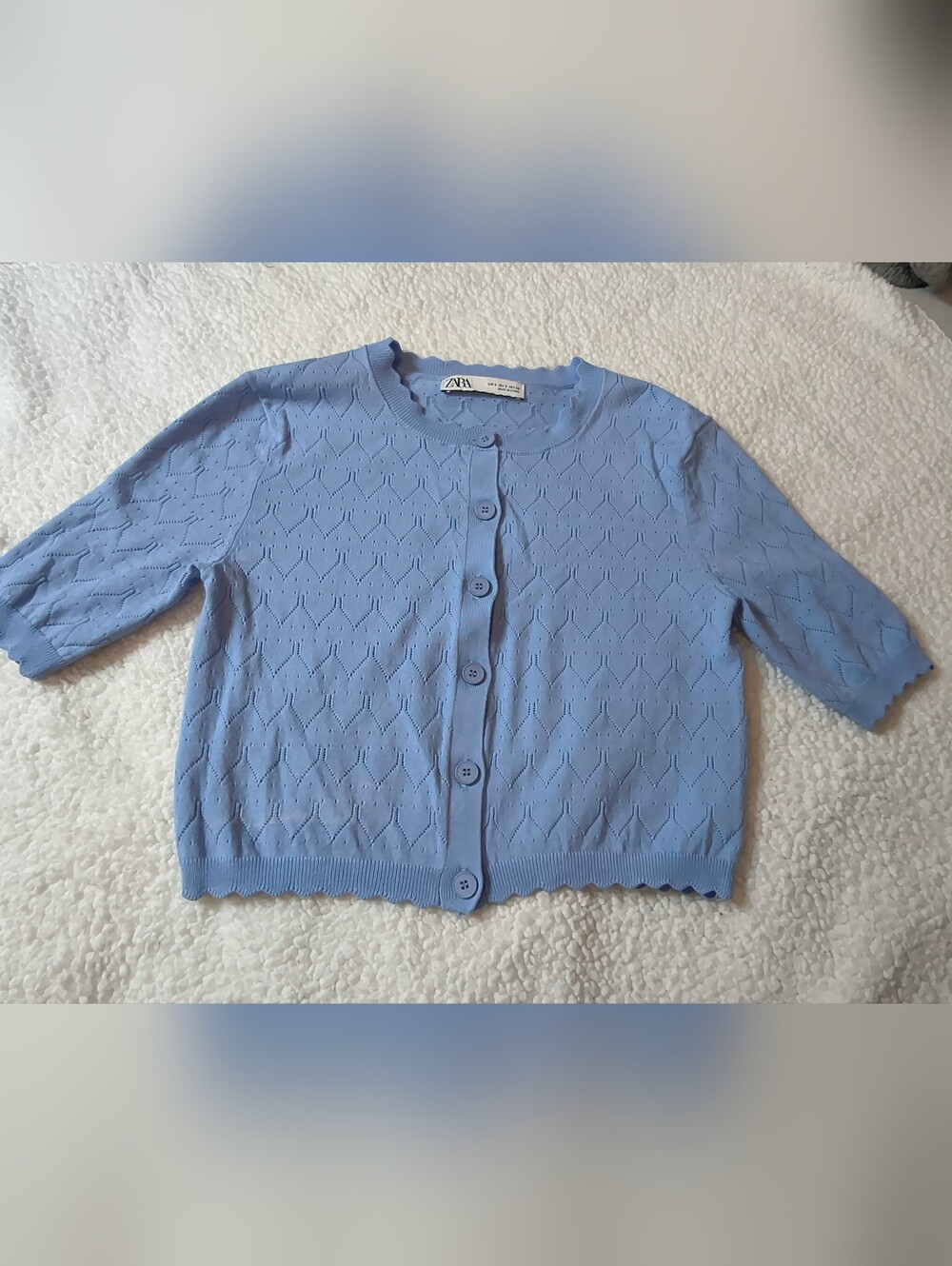 Zara Periwinkle Eyelet Button Cardigan